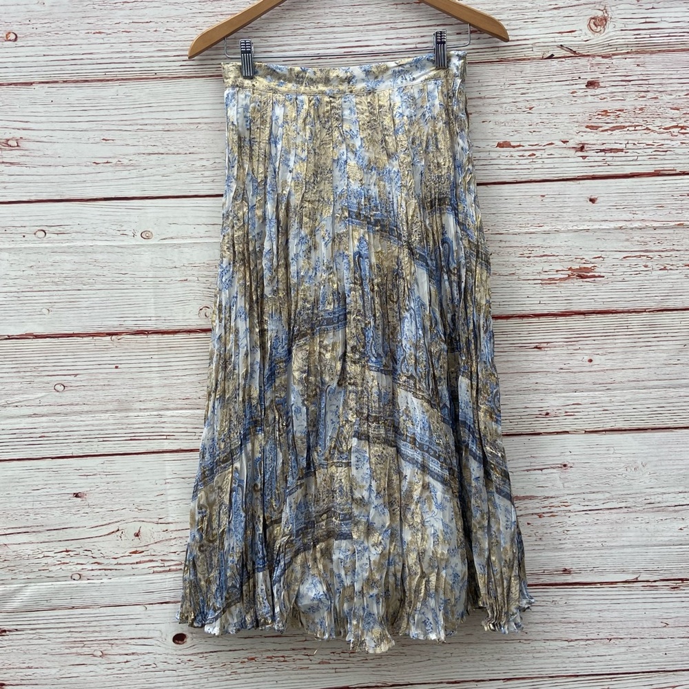 Soft Surroundings Blue and Tan Maxi Skirt